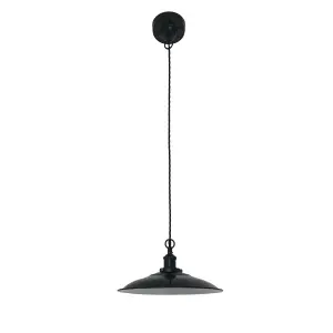 Luminosa Lang 1 Light Dome Ceiling Pendant White, Black, E27