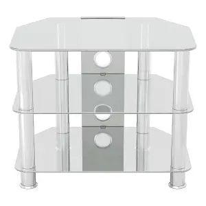 AVF Classic 60cm Glass Corner TV Stand with Cable Management for TVs up to 32" - Clear & Chrome