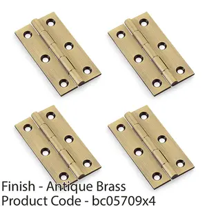 4 PACK - PAIR Solid Brass Cabinet Butt Hinge - 64mm - Antique Brass Premium Cupboard