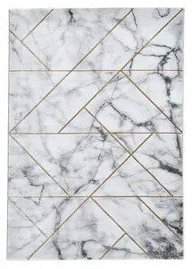 Ivory Gold Abstract Modern Easy to clean Rug for Dining Room Bed Room and Living Room-120cm X 170cm