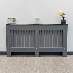 Grey Vertical Line Design Radiator Cover - Large