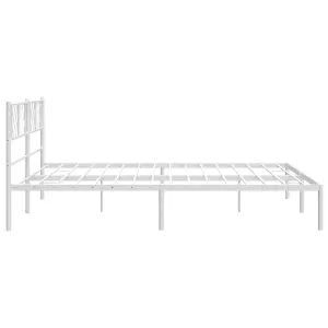 Berkfield Metal Bed Frame with Headboard White 200x200 cm