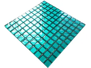 Glass mosaic on mesh for bathroom or kitchen 300mm x 300mm - Hydrangea blue