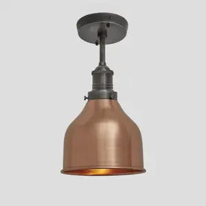 Industville Brooklyn Cone Flush Mount, 7 Inch, Copper, Pewter Holder