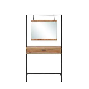 Zahra Urban Bedroom Dressing Vanity Makeup Table Mirror & Drawer Wotan Oak