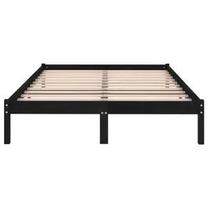 Berkfield Bed Frame Black Solid Wood 135x190 cm Double