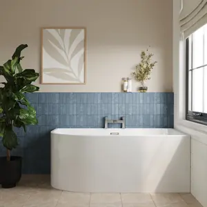 Right Hand J-Shaped Freestanding Bath from Balterley - 1500mm x 740mm