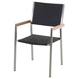 Set of 2 Garden Chairs GROSSETO PE Rattan Black