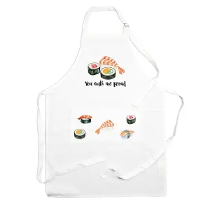 Purely Home Food Pun Novelty Kitchen Apron - Cooking & Baking Gift - You Maki Me Proud