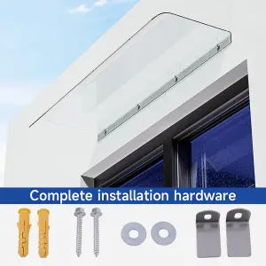 Transparent Retractable Front Door Canopy Outdoor Awning Rain Shelter 100cm W x 33cm D