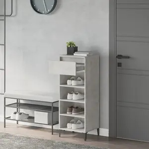 Berkfield Shoe Rack Concrete Grey 40x36x105 cm Engineered Wood