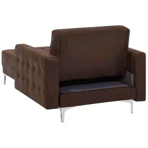 Faux Leather Chaise Lounge Brown ABERDEEN