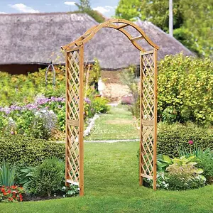 Smart Garden Elegant Woodland Wooden Garden Arch Pergola Tan Plant Support