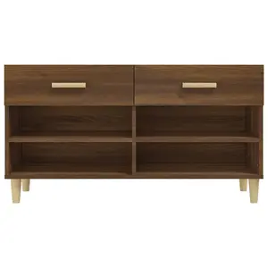 Berkfield Shoe Cabinet Brown Oak 102x35x55 cm Engineered Wood