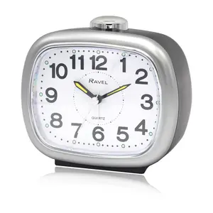 Analogue Quartz Movement / Crystal Alarm Tabletop Clock Black/Silver