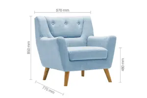 Blue Fabric Armchair Birlea Lambeth Duck Egg Easy Chair Scandinavian Retro