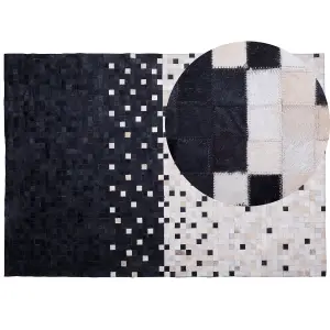 Cowhide Area Rug 160 x 230 cm Black and Beige ERFELEK