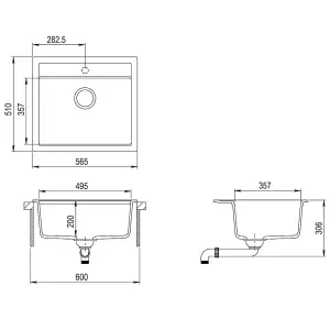 vidaXL Granite Kitchen Sink Single Basin White