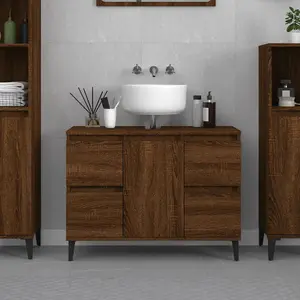 Berkfield Sink Cabinet Brown Oak 80x33x60 cm Engineered Wood