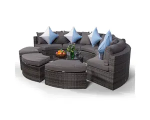 Monaco Luxury Large Rattan Garden Sofa Set - Grey