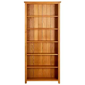 Berkfield 6-Tier Bookcase 80x22.5x180 cm Solid Oak Wood