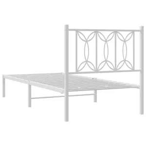 Berkfield Metal Bed Frame without Mattress with Headboard White 80x200cm