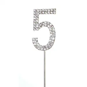 Silver 5 Sparkley Diamond Cake Topper Number 5 for Birthday Anniversary