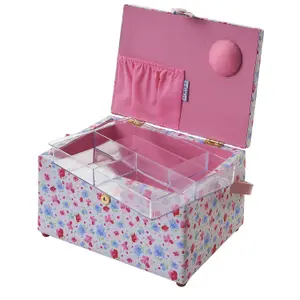 Medium Sewing Basket Floral 18.5 x 26 x 15cm - Sewing Online GA1121M