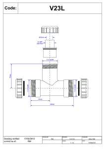 McAlpine V23L 1" x 1" x " Surefit Swept Tee with 19mm Pushfit Branch