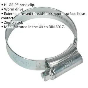 20 PACK Zinc Plated Hose Clip - 35 to 50mm Diameter - External Pressed Threads