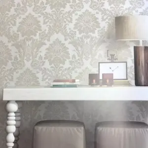 Tempus Light Grey String Damask Wallpaper FD25023