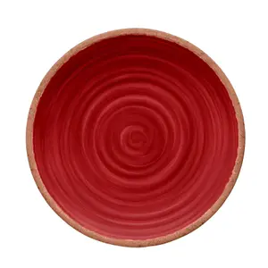 Purely Home Rustic Swirl Red Melamine Dinner Plates - Set of 5