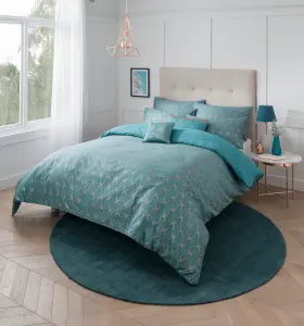 Samantha Faiers Home Caspia Deco King Size Duvet Cover Set with Pillowcases - Teal