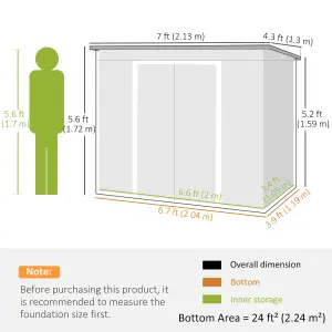 Outsunny 7 x 4ft Metal Garden Storage Shed w/ Double Door & Ventilation Grey