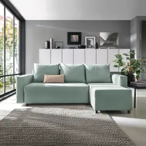 Oslo Reversible Corner Sofa Bed in Pistachio