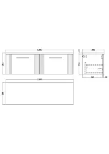 Retro 2 Drawer Wall Hung Vanity Unit with Sparkling White Laminate Worktop - 1200mm - Satin Grey - Balterley