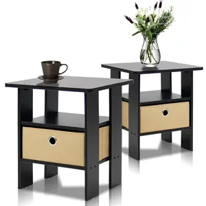 Joseph Side Table Nightstand with Bin Drawer, 2 per set (Set of 2) Espresso