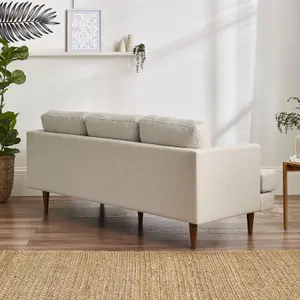 Furniturebox UK Fabric Sofa - 'Fleur' 3 Seater Upholstered Cream Sofa - 100% Eco Recycled Fabric - Modern Living Room Furniture