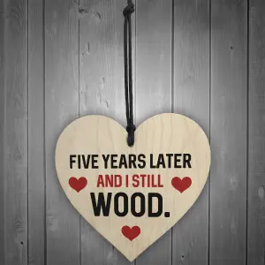 Funny 5th Anniversary Gift For Wife Husband Wood Heart Gift For Him Her Keepsake