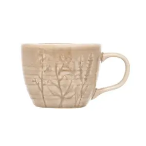 Siip Stoneware Leaf Embossed Beige Mug