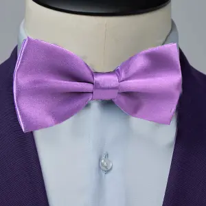 Light Purple Satin Polyester Bow Tie for Casual & Formal Wear, Wedding Party Accessory