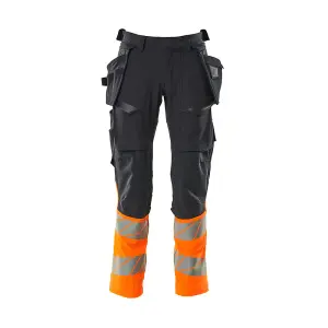 Mascot Accelerate Safe Trousers with Holster Pockets - Dark Navy/Hi-Vis Orange   (33.5) (Leg Length - Regular)