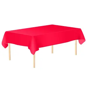 Red Plastic Table Cover, Disposable Wipe Clean Waterproof Tablecloth - 54"x72"