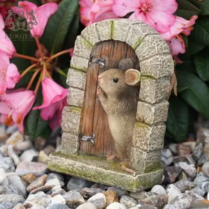 Resin Mouse Door Ornament Home Garden Outdoor Indoor Animal Sculpture