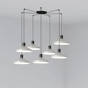 Luminosa Kombo Cluster Pendant Ceiling Light Grey, E27