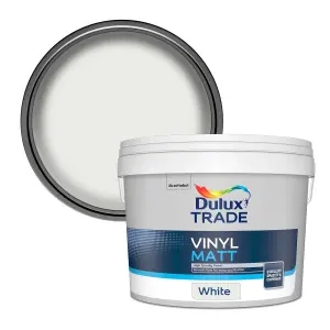 Dulux Trade White Vinyl matt Emulsion paint, 10L