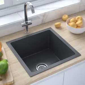 Berkfield Handmade Kitchen Sink Black Stainless Steel