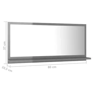 Berkfield Bathroom Mirror High Gloss Grey 80x10.5x37 cm Engineered Wood