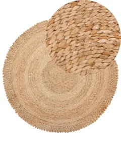 Round Jute Area Rug 140 cm Beige ERENCE