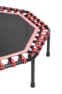 51 Inch  Black Red  Octagonal Garden Trampoline Fitness Trampoline with Adjustable T-Bar Handle  for Kids Adults